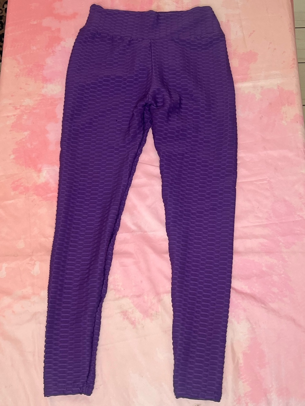 Women’s Purple Textured Leggings and Black Two-Tone Active Leggings - Picture 2 of 7